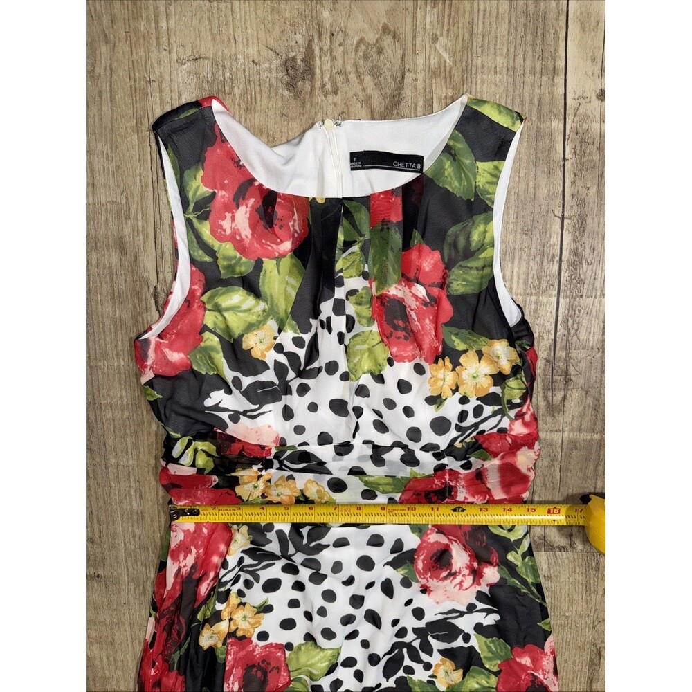 Chetta B Dress 8 NWT Floral Polka Dot Sleeveless Lined Maxi - Picture 5 of 6